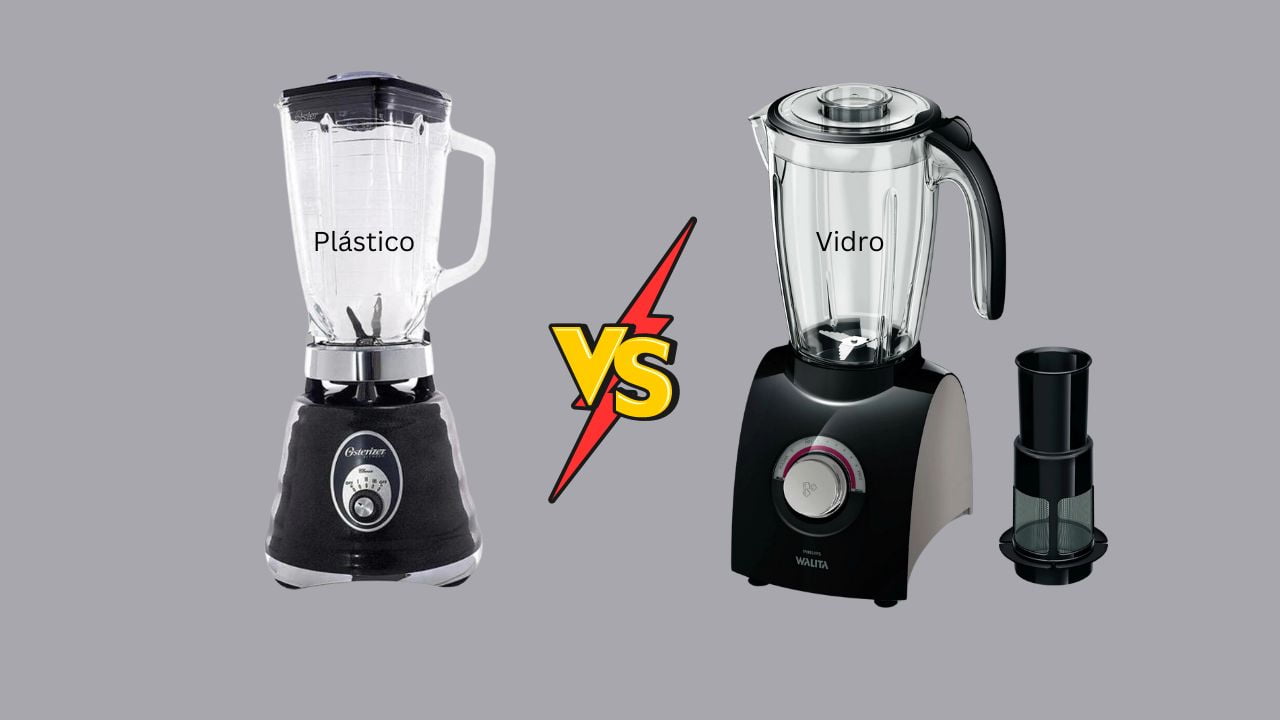 Liquidificador com copo de vidro ou de plástico
